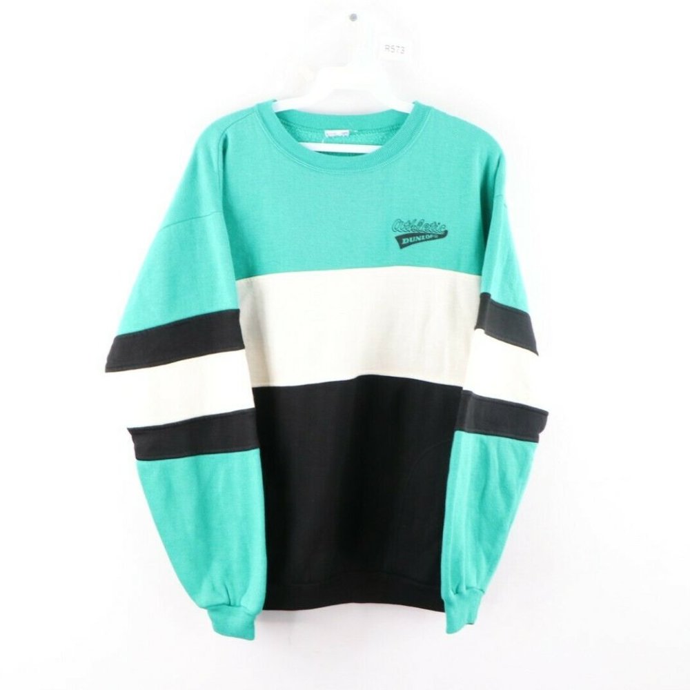 Vintage 80s Dunlop Color Block Crewneck Sweatshirt